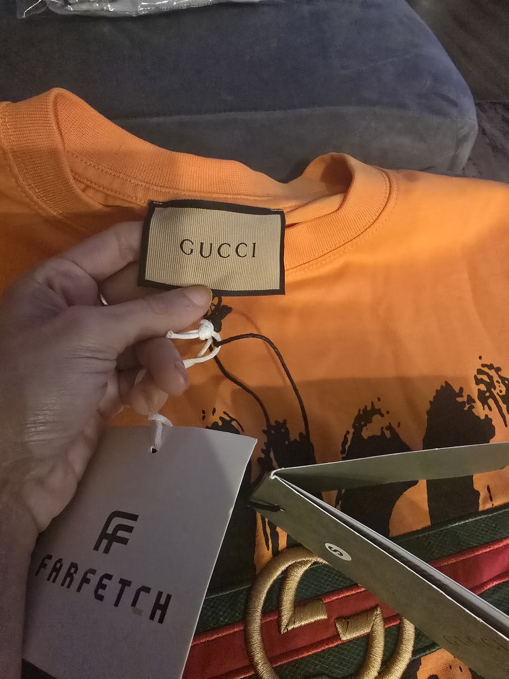 Gucci Orange Logo Graphic Unisex T-Shirt - Picture 6 of 9